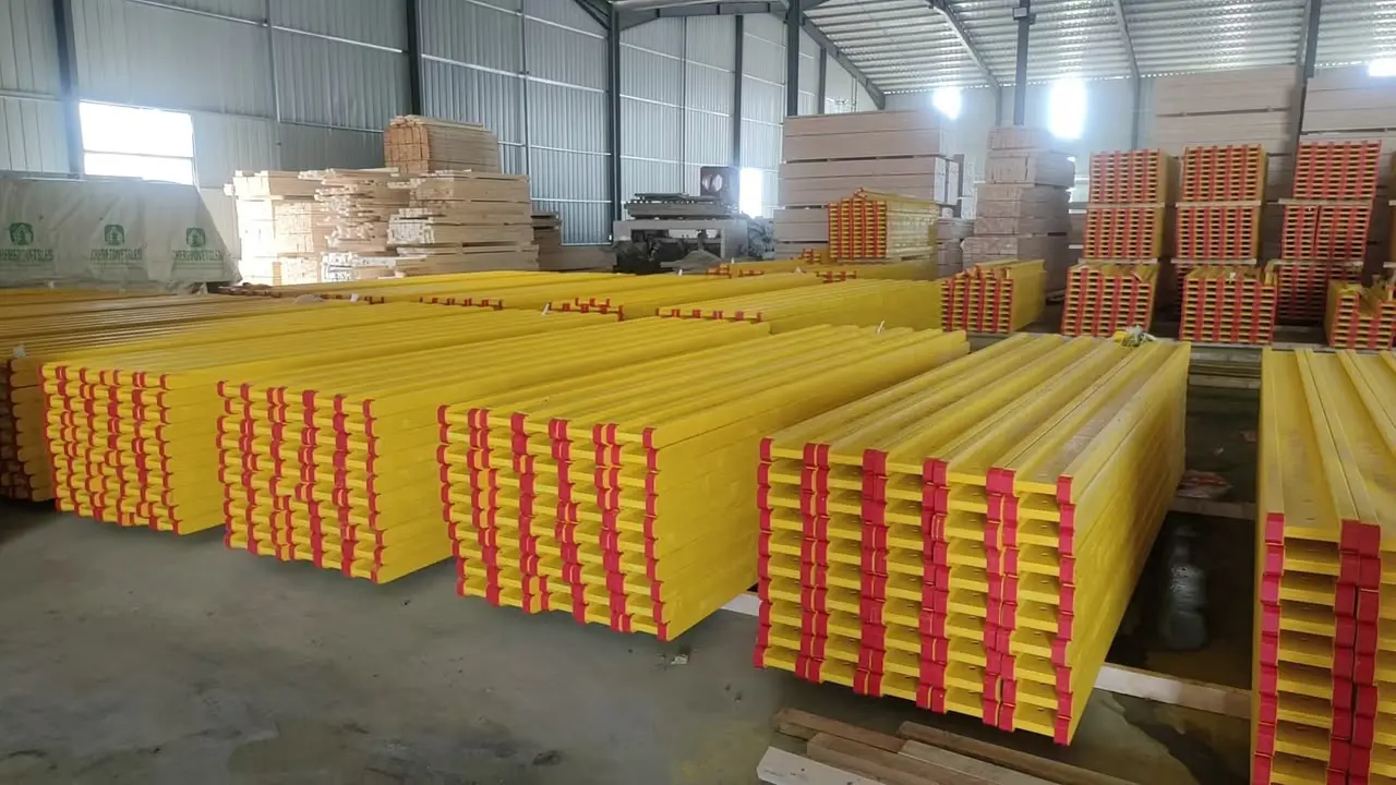 Rows of H20 beams in the warehouse