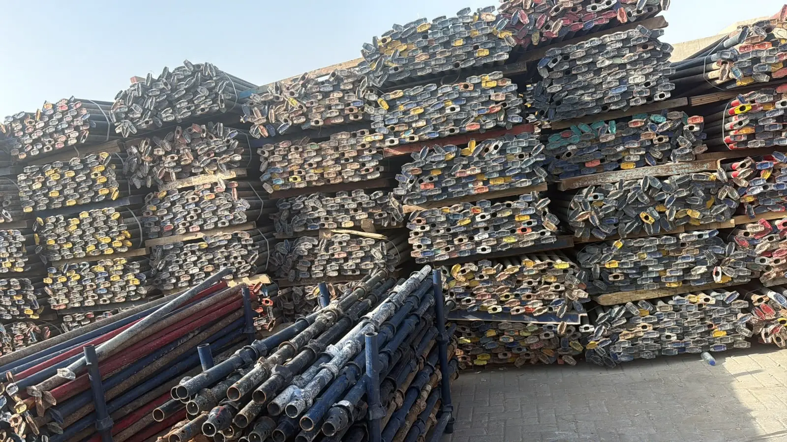 Used scaffolding stock in the yard